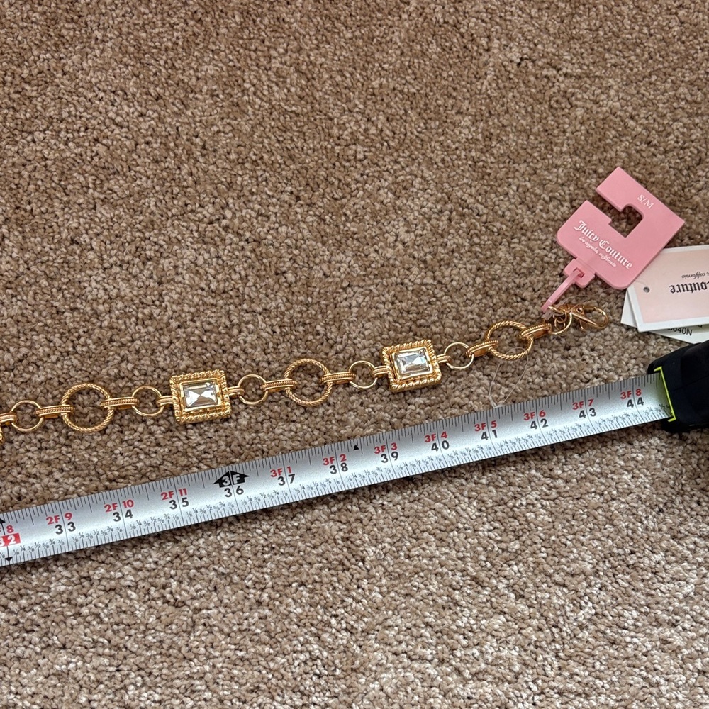 NWT Juicy Couture Gold Metal Chain Belt With Jewel Design and Heart SZ: S/M - Picture 5 of 8